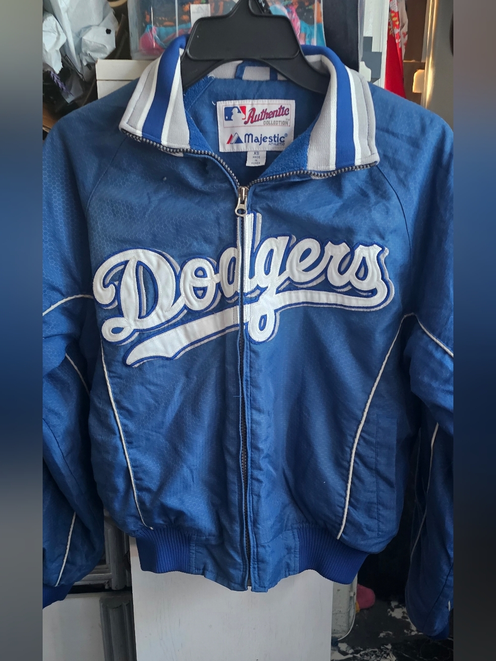Vintage Majestic MLB Authentic Collection Dodgers Varsity Jacket Blue Size XS